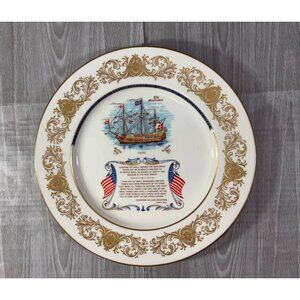 Aynsley The Mayflower Pilgrim Fathers 350th Anniversary Commemorative Plate